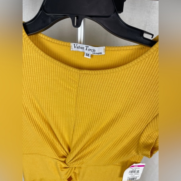 VELVET TORCH YELLOW RIBBED KNIT MIDI DRESS SIZE MEDIUM (8-10) NWT - Picture 10 of 11